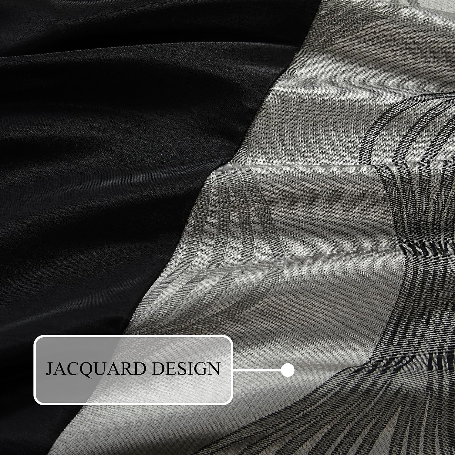 Stratford Park Elegant Black and Silver Comforter Set California King Size, Striped, 7 Pieces Bedding & Collection, Jacquard All Season Comforter & Pillows, Ultra-Soft Microfiber