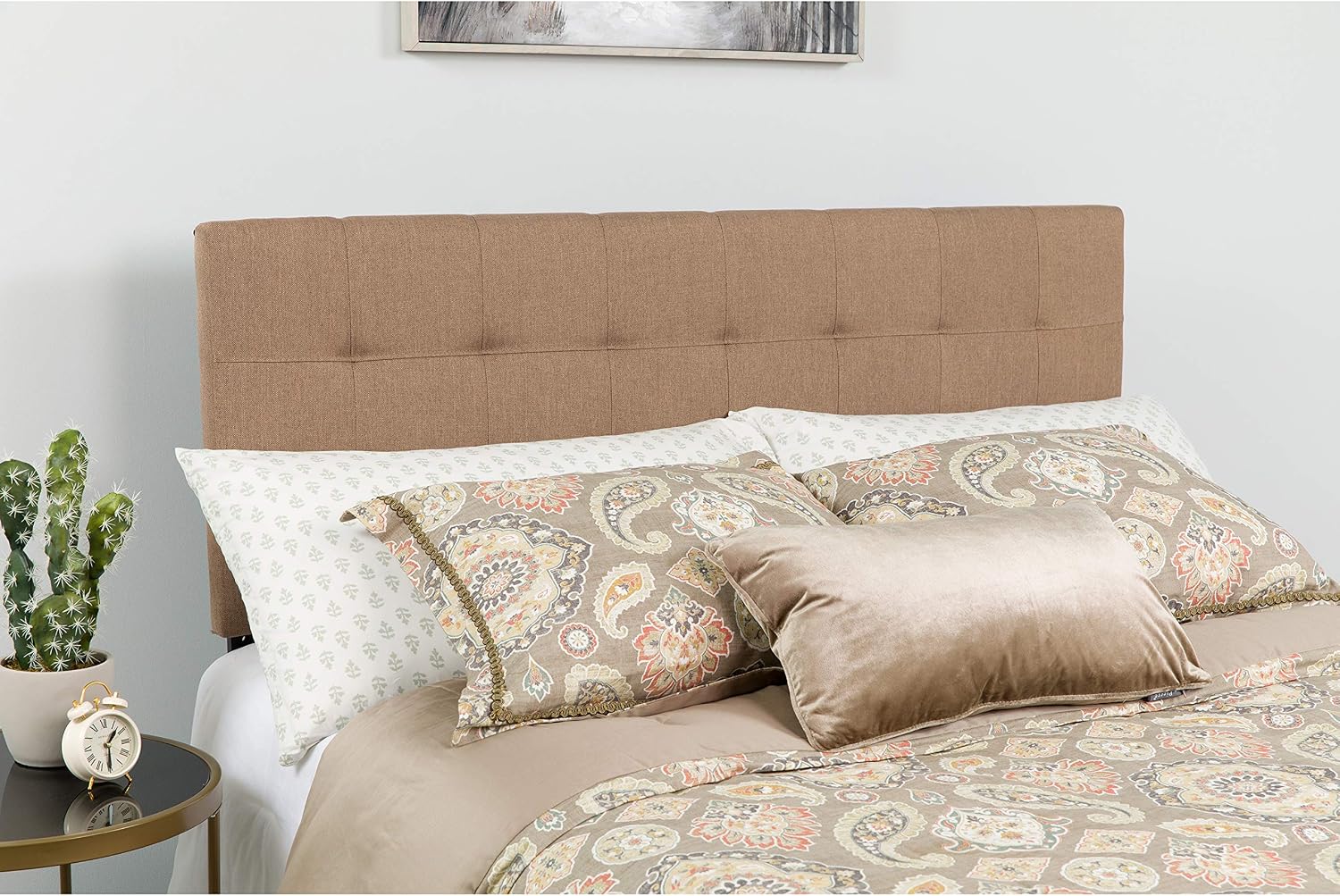 Flash Furniture Bedford Tufted Upholstered Twin Size Headboard in Camel Fabric