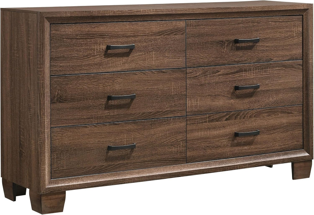 Coaster Home Furnishings Brandon Transitional 5-Piece Bedroom Set Eastern King Size Panel Bed Frame 56-inch Headboard Warm Brown 205321KE-S5