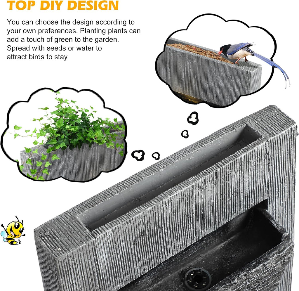 TITIMO 49.6''H Cascading Rock Water Fountain Outdoor Garden Waterfall with Lights, Fountain Indoor Decor for Garden, Patio, Backyard, Deck, Porch and Home Art Decor