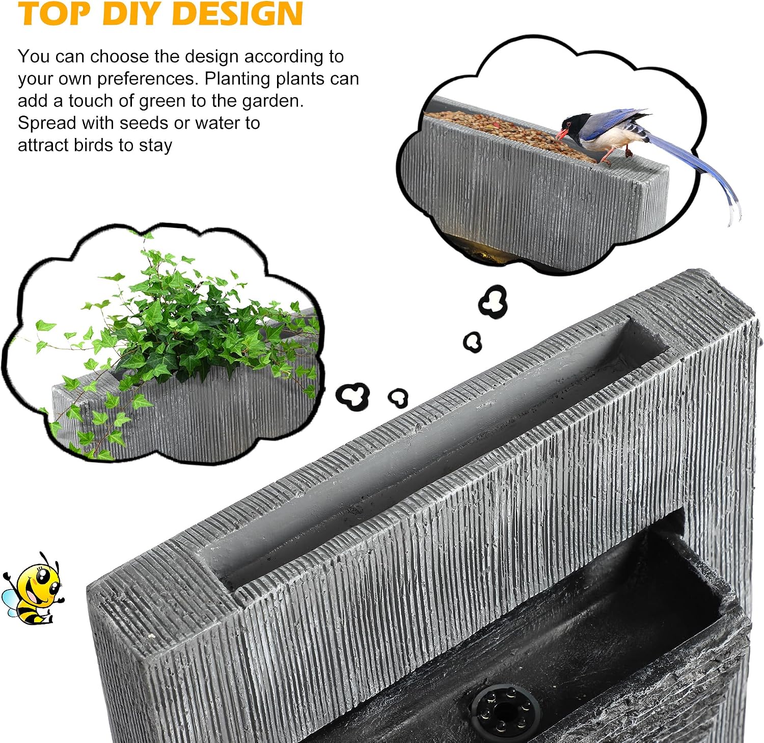 TITIMO 49.6''H Cascading Rock Water Fountain Outdoor Garden Waterfall with Lights, Fountain Indoor Decor for Garden, Patio, Backyard, Deck, Porch and Home Art Decor