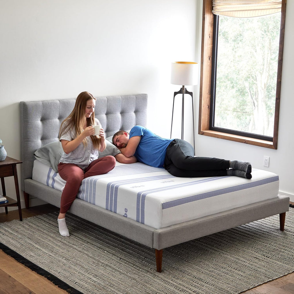 Vibe Gel Memory Foam Mattress, 12-Inch CertiPUR-US Certified Bed-in-a-Box, Queen, White