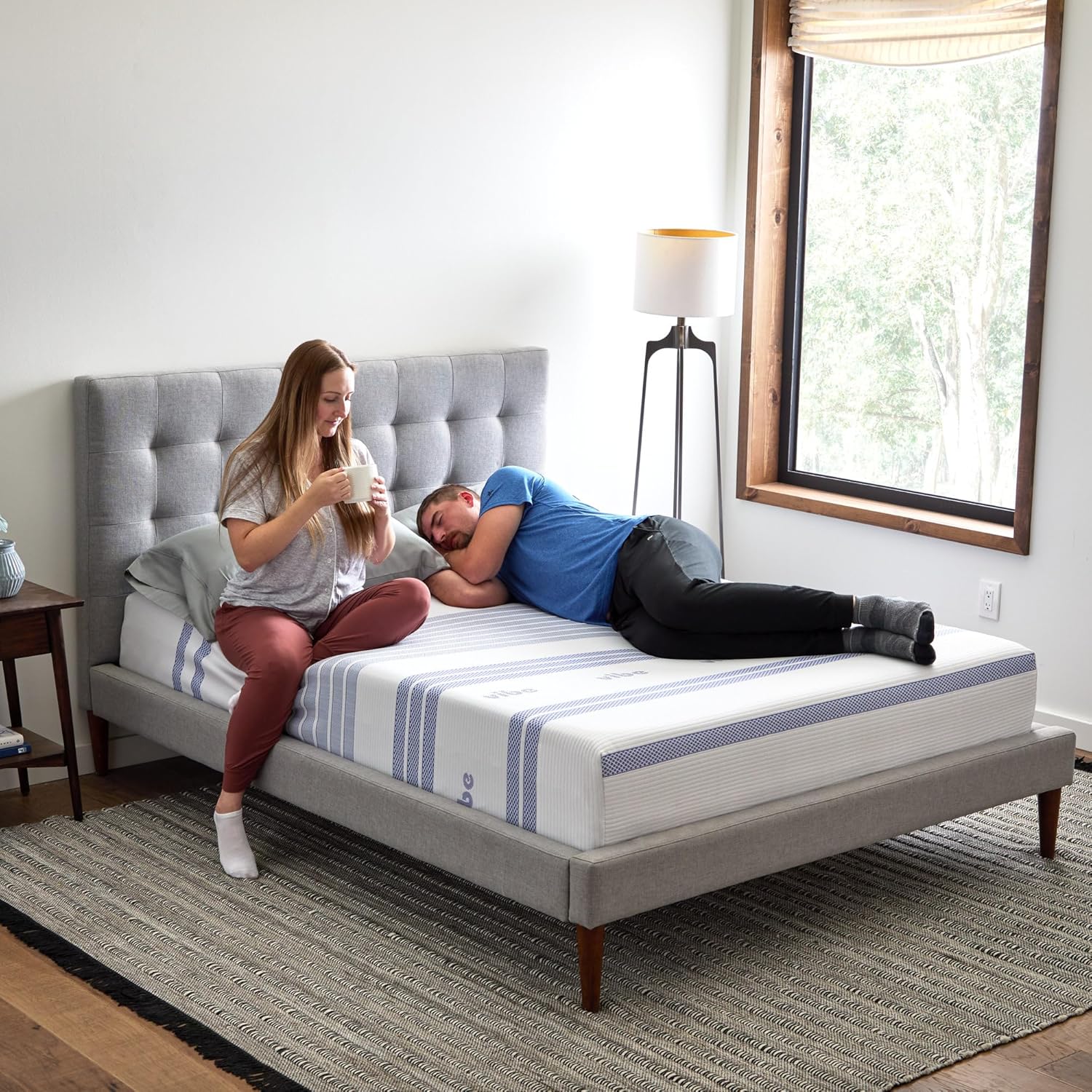 Vibe Gel Memory Foam Mattress, 12-Inch CertiPUR-US Certified Bed-in-a-Box, Queen, White