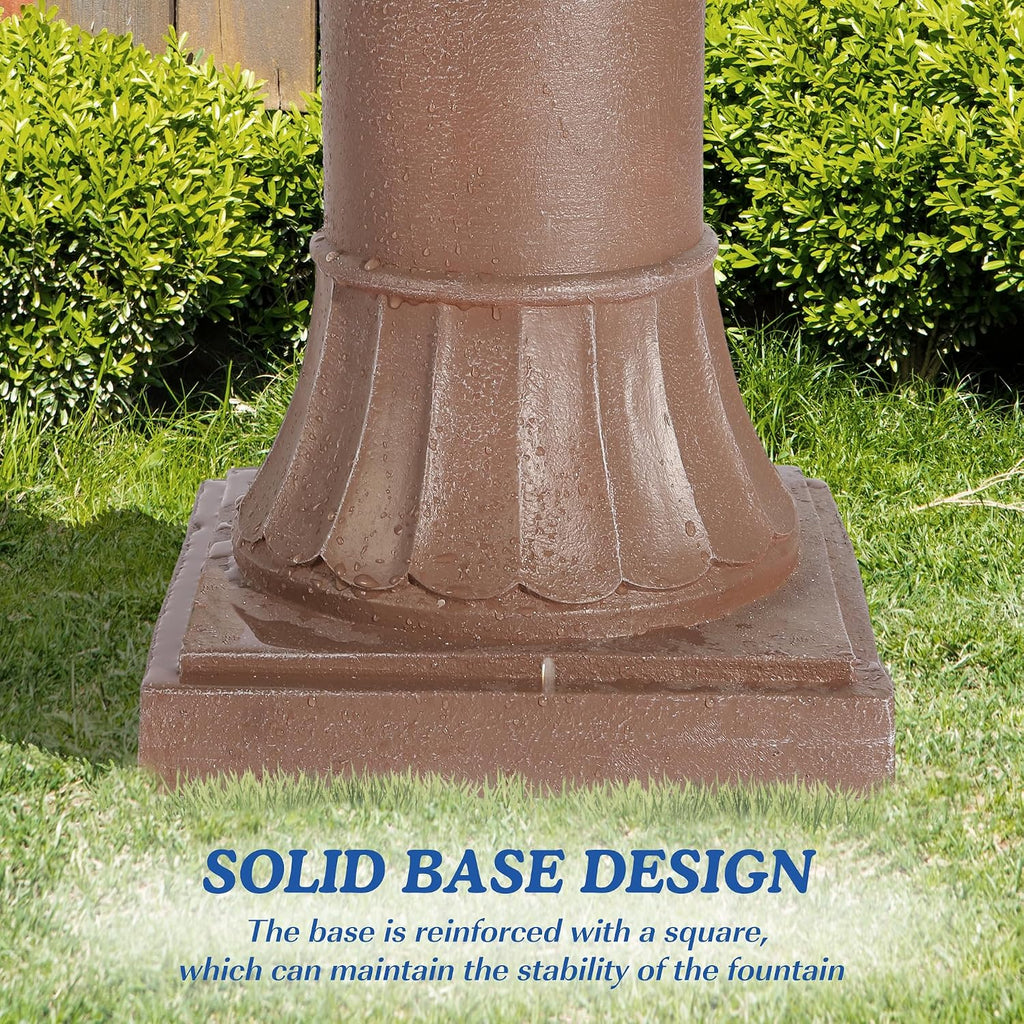 Italian Outdoor Water Fountains Garden Decor - 48.4''H Fountains and Waterfalls Outside, Large Cascading Indoor Floor-Standing Resin Bubbler Fountain Features W/Pump for Patio, Yard (Brown)