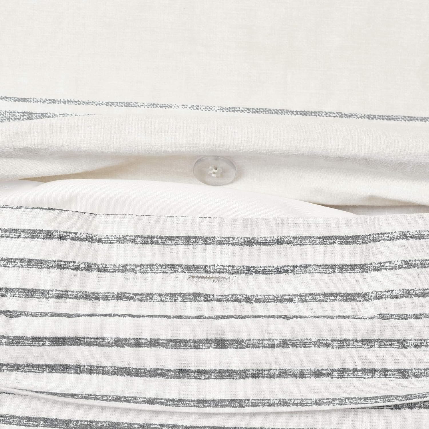 Lush Decor Farmhouse Stripe Reversible Cotton Duvet Cover King Size 3 Piece Set Gray - Farmhouse Bedding Set King - Striped Duvet Cover