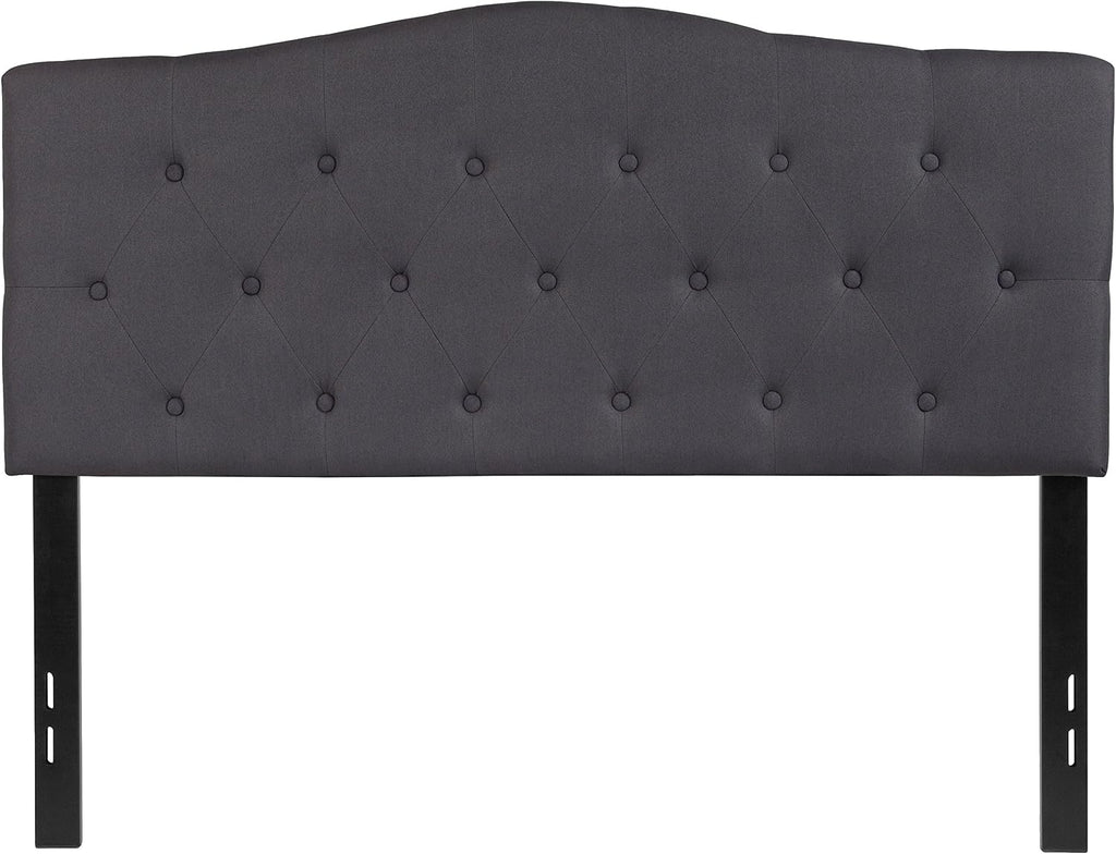 EMMA + OLIVER Tufted Upholstered Full Size Headboard in Dark Gray Fabric