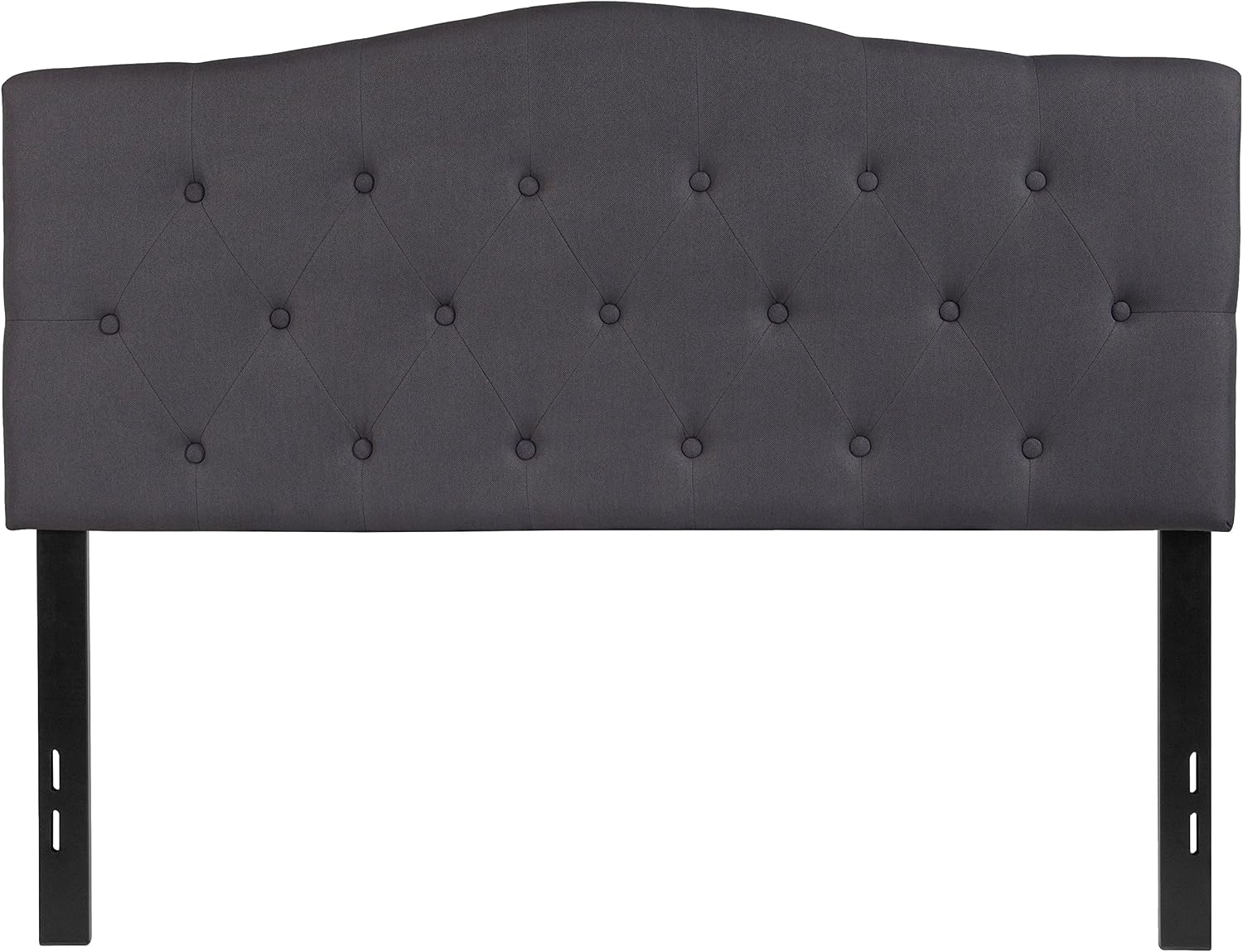 EMMA + OLIVER Tufted Upholstered Full Size Headboard in Dark Gray Fabric