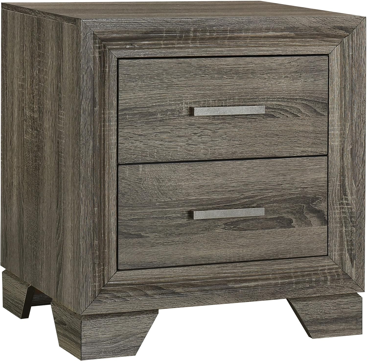 Coaster Home Furnishings Wright Transitional 4-Piece Bedroom Set Fabric Upholstered Queen Size Panel Bed Frame 52-inch Headboard Brown Oak 223341Q-S4