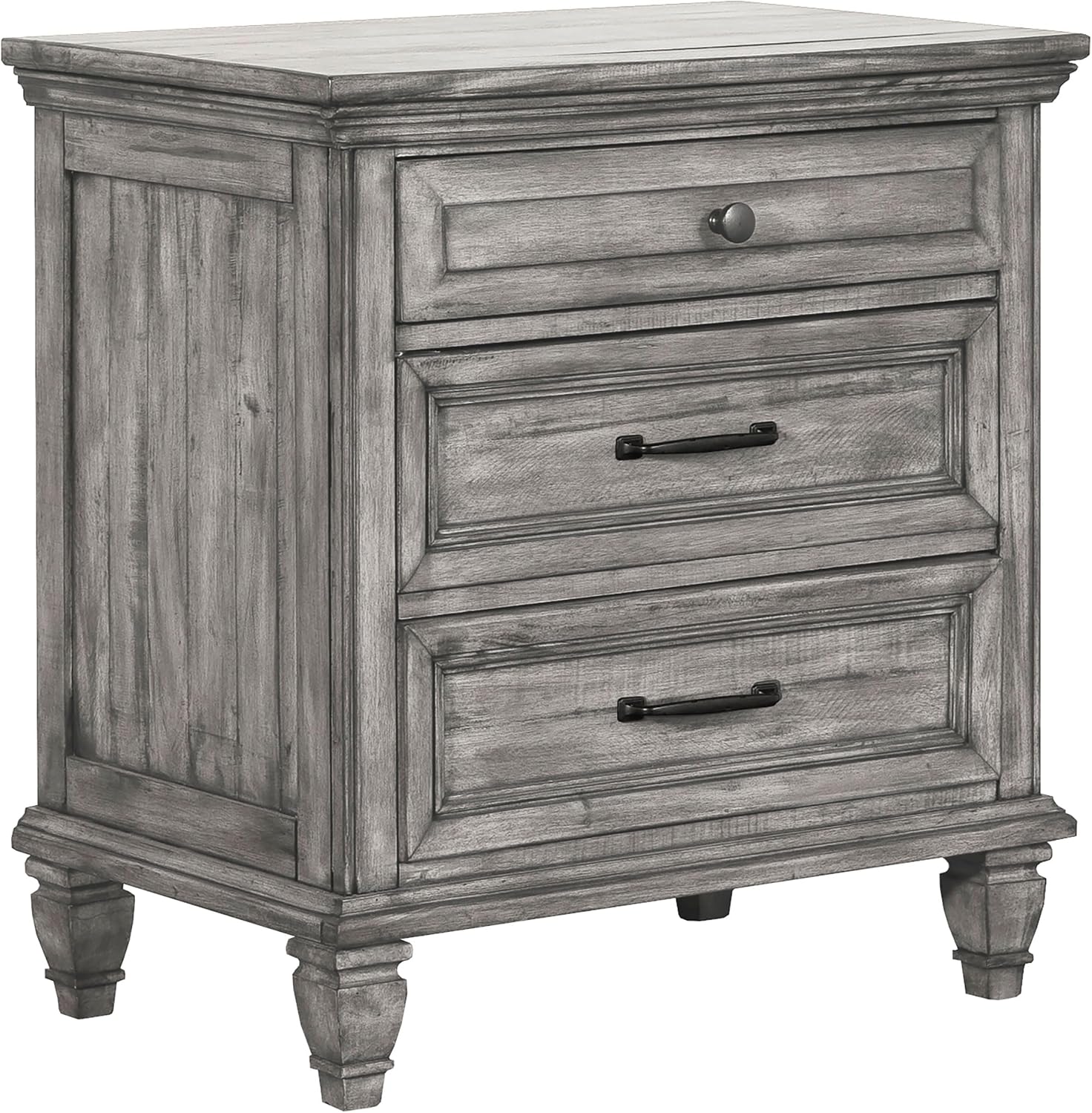 Coaster Home Furnishings Avenue Farmhouse 5-Piece Bedroom Set Eastern King Size Panel Bed Frame 68-inch Headboard Weathered Grey 224031KE-S5