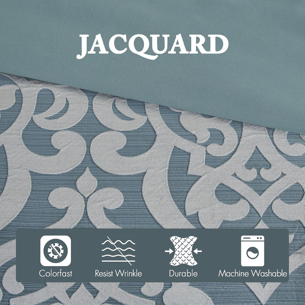 Madison Park Odette Cozy Comforter Set Jacquard Damask Medallion Design - Modern All Season, Down Alternative Bedding, Shams, Decorative Pillows, Cal King(104 in x 92 in), Aqua