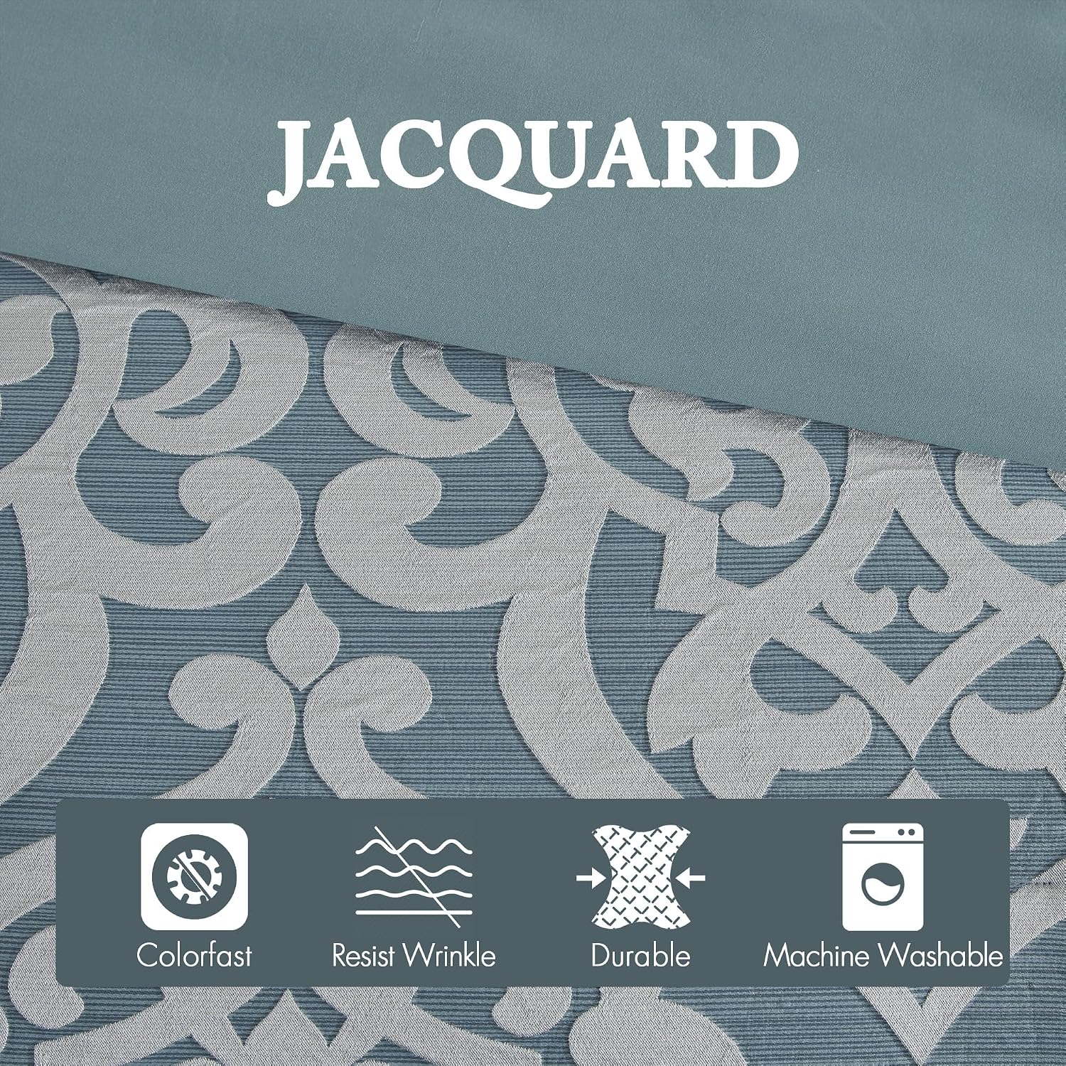 Madison Park Odette Cozy Comforter Set Jacquard Damask Medallion Design - Modern All Season, Down Alternative Bedding, Shams, Decorative Pillows, Cal King(104 in x 92 in), Aqua