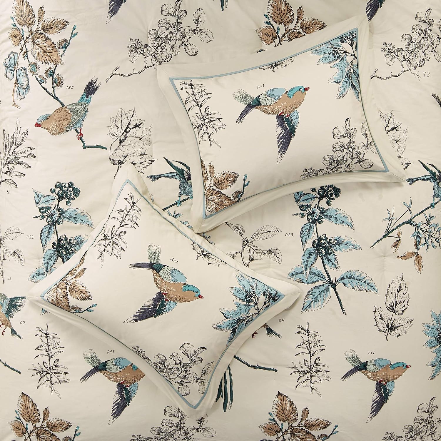 Madison Park Quincy Cozy Comforter Nature Scenery Design - All Season Bedding, Matching Bed Skirt, Decorative Pillows, Quincy, Leaf & Bird Khaki King(104'x92') 7 Piece