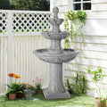 Italian Outdoor Water Fountains Garden Decor - 48.4''H Fountains and Waterfalls Outside, Large Cascading Indoor Floor-Standing Resin Bubbler Fountain Features W/Pump for Patio, Yard (Gray)
