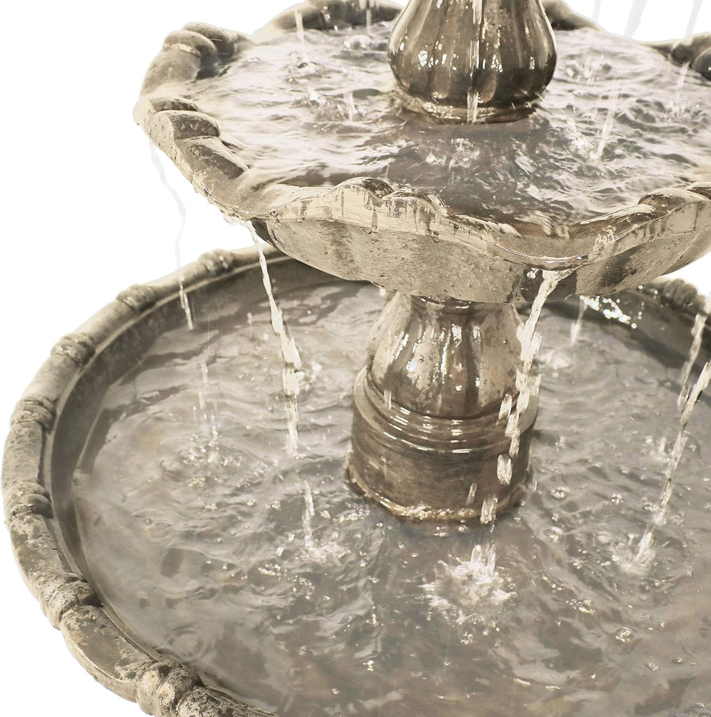 Sunnydaze Grand Courtyard 4-Tier Large Outdoor Water Fountain - 80' Tall Outdoor Fountain - Tiered Electric Garden Water Feature for Patio, Backyard, or Yard - Faux Stone Resin - Earth