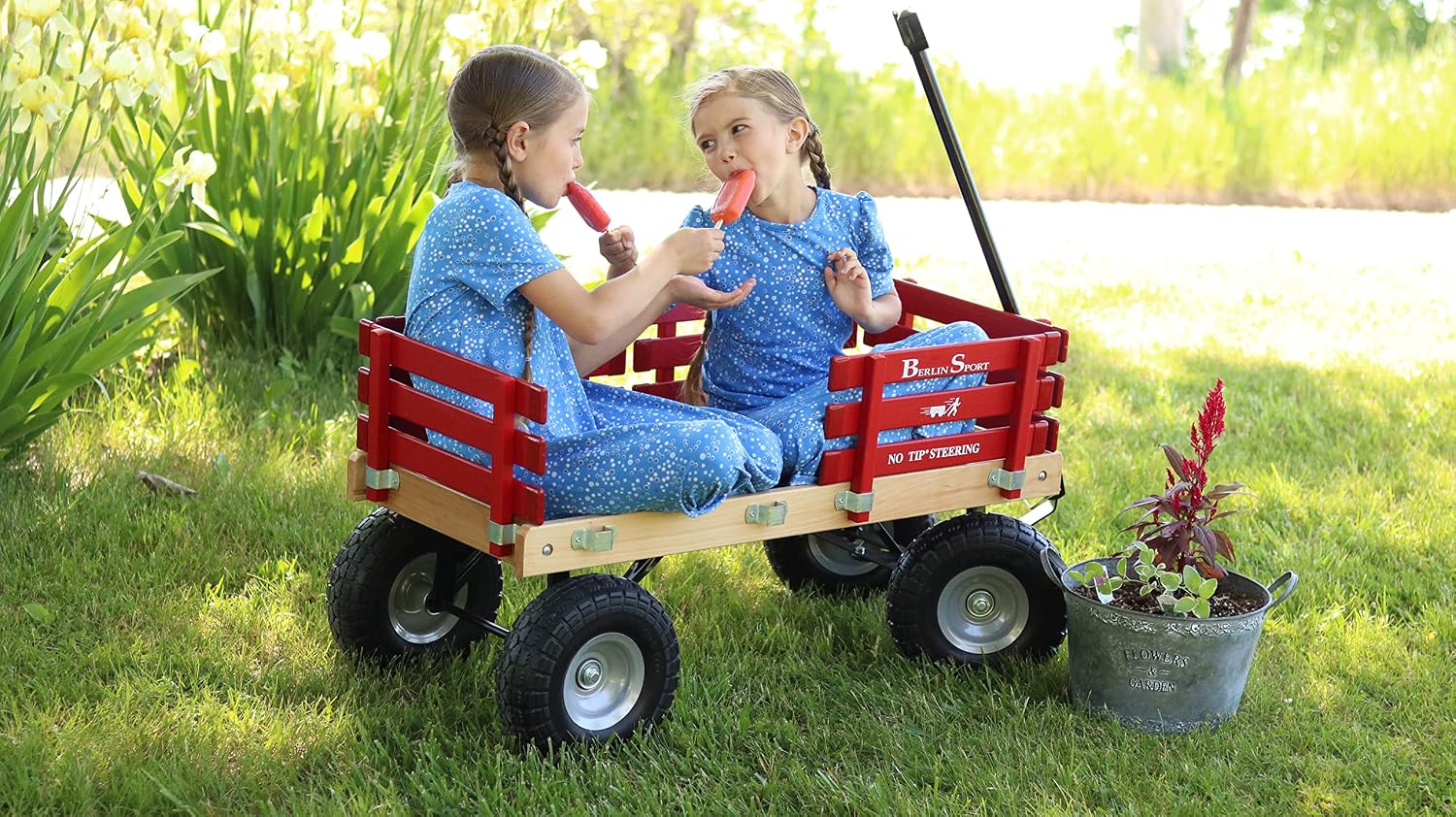 Berlin Flyer Sport Wagon - Model F410 - Perfect Wagon for Around the Neighborhood, Campground, or Beach - Amish Made in Ohio, USA - 10' No-Flat Tires (Red)