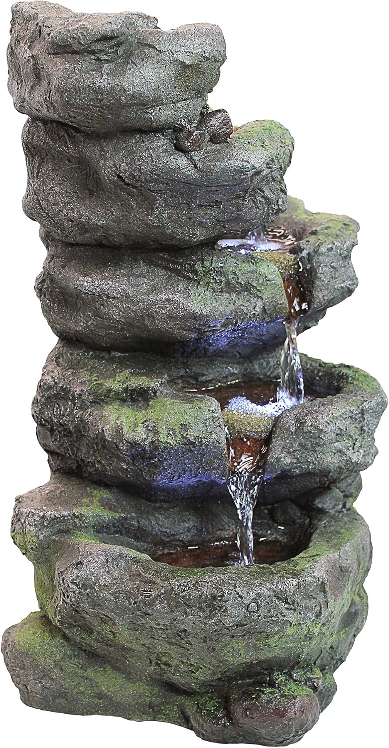Design Toscano Breakneck Falls Illuminated Garden Fountain, 9 x 11 x 17.5