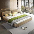JIVOIT King Size Upholstered Platform Bed, Chenille Cloud Bed Frame with Oversized Padded Movable Headboard, Round Corner, Metal + Solid Wooden Slat Double Support, No Box Spring Needed (Camel-65)