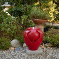 Alpine Corporation TVH214RD Indoor/Outdoor Tabletop Cherry Vase Water Fountain, Vintage Bright Vase Garden Fountain 17', Red