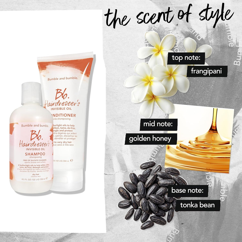 Bumble and bumble. Hairdresser's Invisible Oil Hydrating Conditioner | Anti Frizz, Adds Shine, Color Safe | For All Curly, Wavy, Straight Hair Types | With Coconut, Grapeseed + Argan Oil