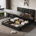 JIVOIT Upholstered Platform Bed with Hydraulic Storage System, Queen Size Storage Bed with Headboard and Wood Slats Support, Space Saving Wood Platform Bed Frame for Bedroom (Black,Bed,5)