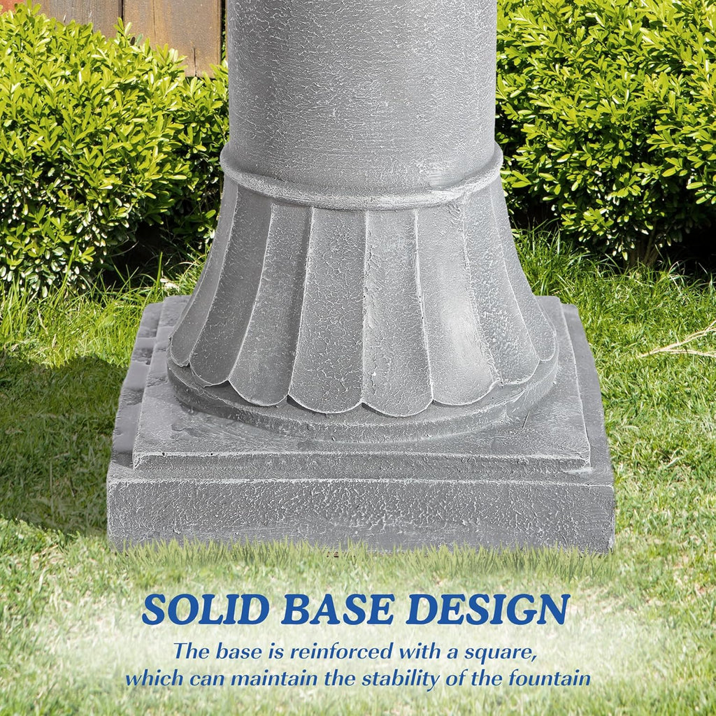Italian Outdoor Water Fountains Garden Decor - 48.4''H Fountains and Waterfalls Outside, Large Cascading Indoor Floor-Standing Resin Bubbler Fountain Features W/Pump for Patio, Yard (Gray)