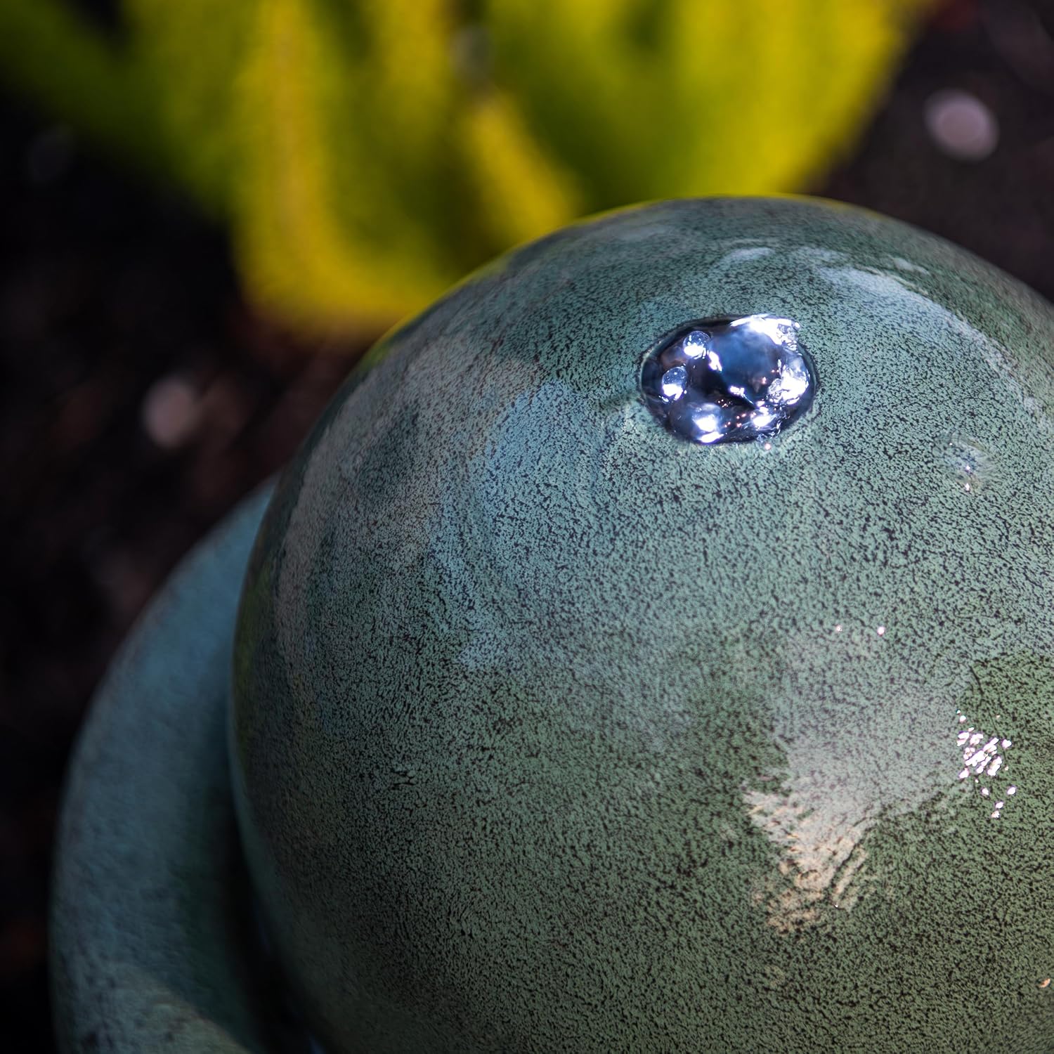 XBrand 25.98' Modern Sphere Water Fountain with LED Light – Indoor Outdoor Stone Texture Floor Fountain, Zen Bubbling Ball Water Feature for Garden Patio Porch - Green