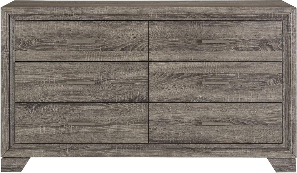 Coaster Home Furnishings Wright Transitional 4-Piece Bedroom Set Fabric Upholstered Queen Size Panel Bed Frame 52-inch Headboard Brown Oak 223341Q-S4