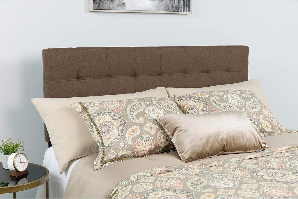 Flash Furniture Bedford Tufted Upholstered Full Size Headboard in Dark Brown Fabric
