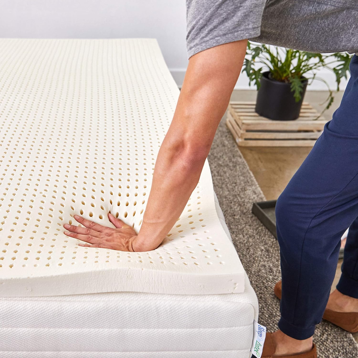 Pure Green Natural Latex Mattress Topper - Medium Firmness - 1 Inch - Twin XL Size (GOLS Certified Organic)