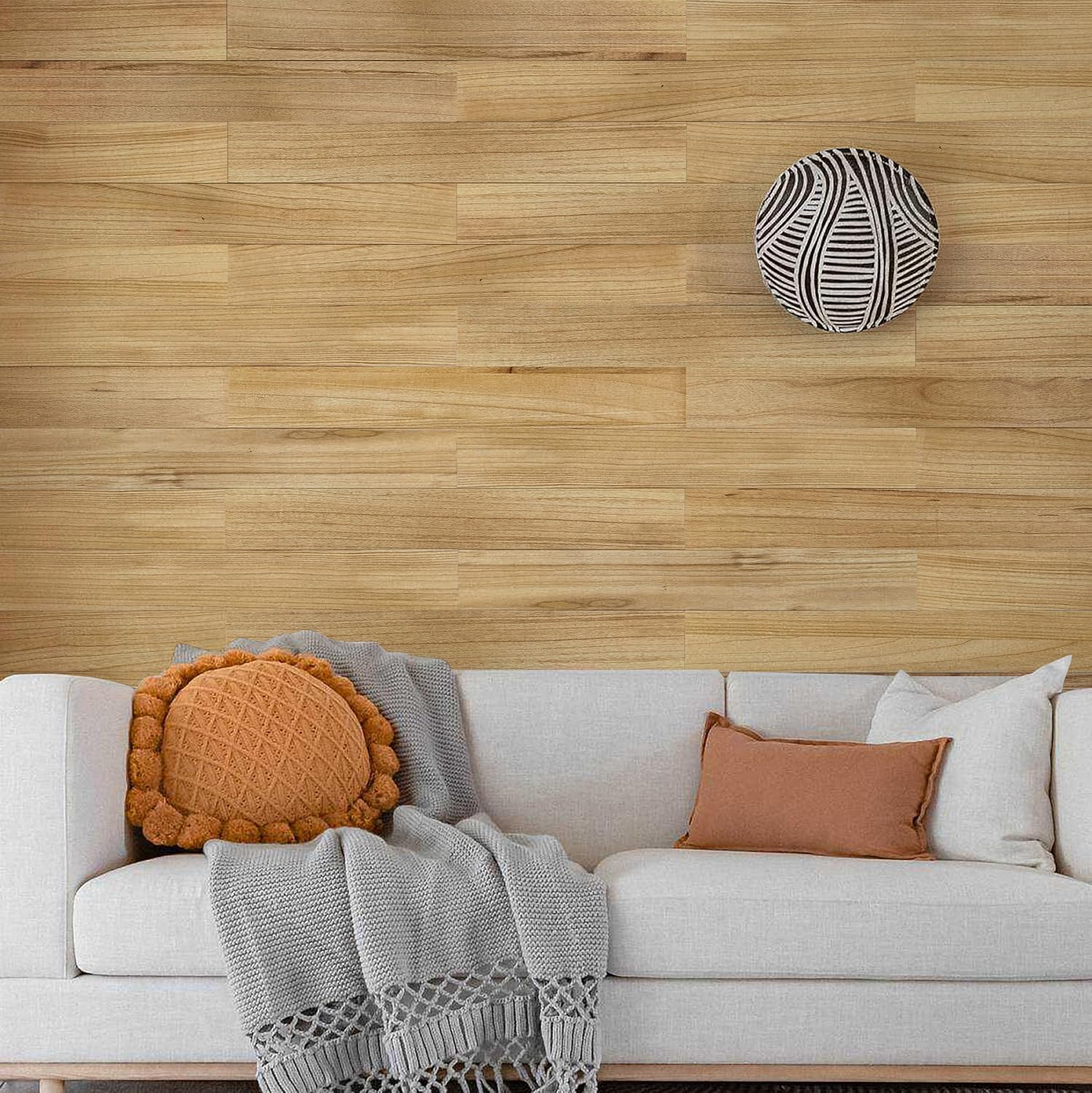 COLAMO 10pcs Faux Teak Peel and Stick Wood Panels for Wall, Vintage Farmhouse Adhesive Shiplap Boards for RV Backsplash, Living Room, Bed Room, Accent Wall, Self Stick On Wooden Paneling(12.4sqft)