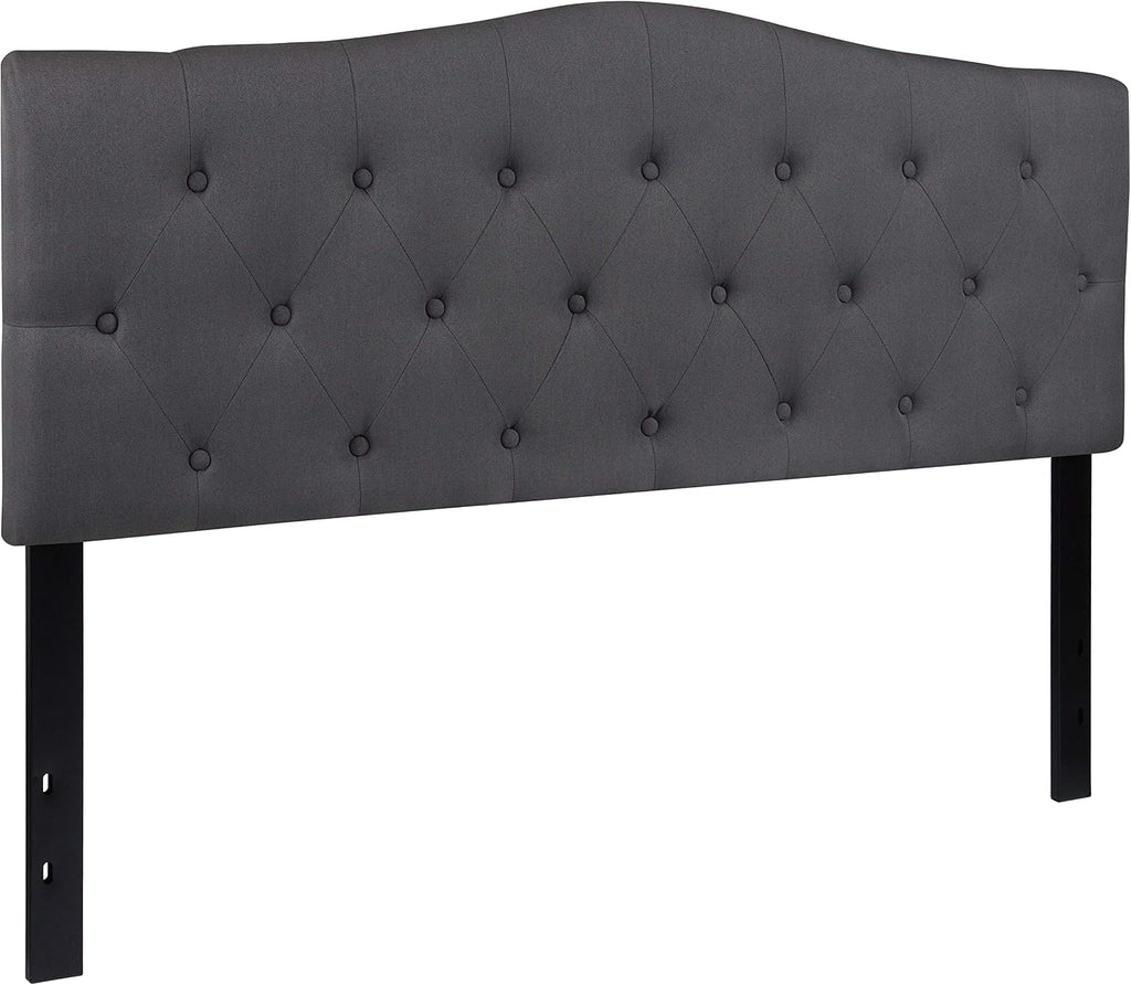 Flash Furniture Cambridge Tufted Upholstered Headboard for Queen Size Bed, Contemporary Fabric Tufted Headboard with Adjustable Height, Dark Gray