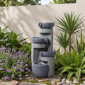31.5' Tall Outdoor Water Fountain, 4 Tier Cascading Bowls and Stacked Water Fountain with LED Lights, for Yard Décor, Backyard, Patio and Deck (31.5'')