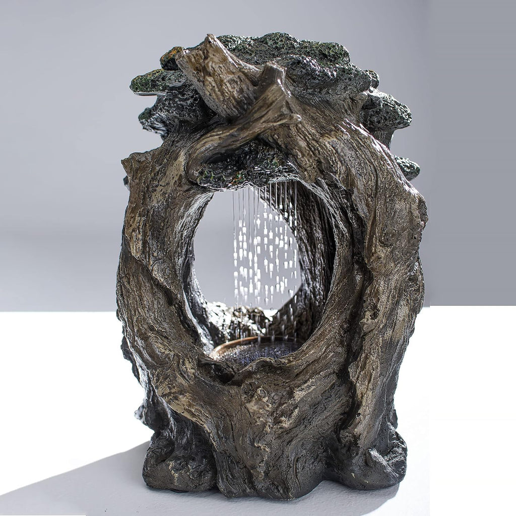 Litedeer Artsy Tree Tabletop Water Fountain, Home Décor Soothing Sound Machine - Indoor Zen Relaxation for Office, Living Room, or Bedroom Desk Decoration, 14' Tall (DGF-172104)