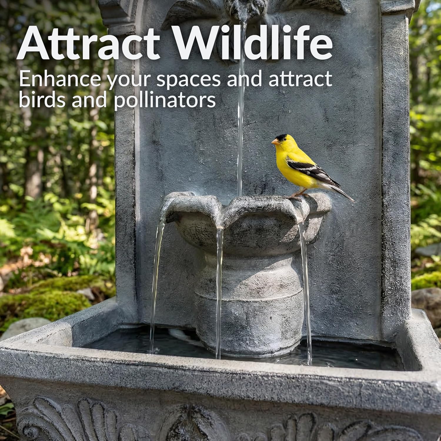 Sunnydaze 28-Inch Outdoor French-Inspired Flat Back Water Fountain - Glass Fiber Reinforced Concrete Construction