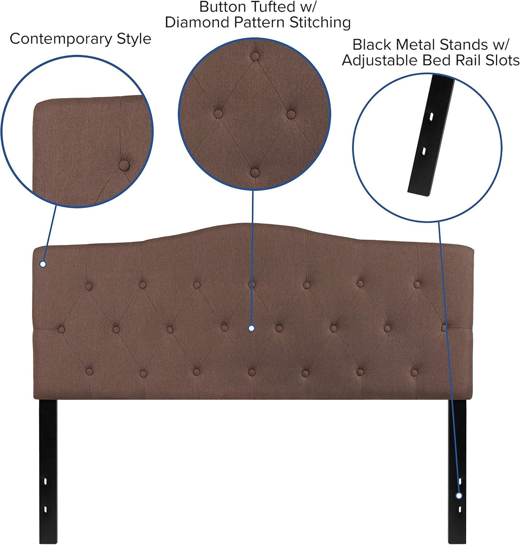 Flash Furniture Cambridge Tufted Upholstered Queen Size Headboard in Camel Fabric