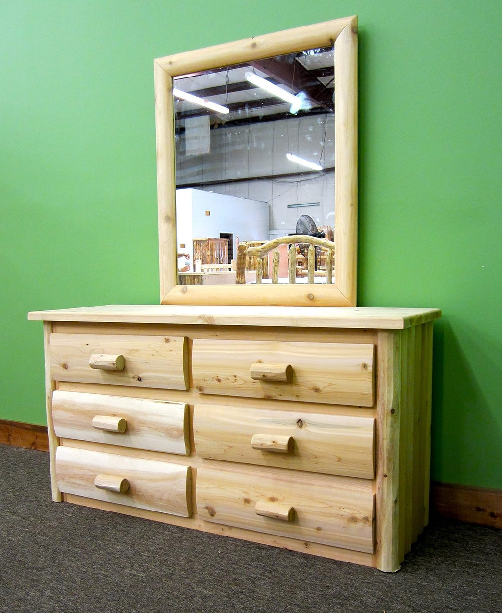 Log Bedroom Set - 5 Piece - Unfinished/Solid White Cedar/Amish Made/Queen Bed