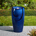 Glitzhome Outdoor Water Fountain with LED Light, Oversized Ceramic Vase Water Fountains Outdoor, Tall Water Feature Backyard Fountain for Garden Patio, Cobalt Blue, 29.3'H