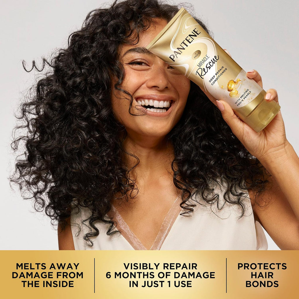 Pantene Miracle Rescue Deep Conditioner with Melting Pro-V Pearls - For Dry,Damaged,or Color-Treated Hair - Intense Moisture & Repair - 8.0 Oz,(Pack of 12)