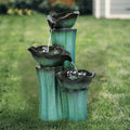 Ferrisland 3 Tiered Outdoor Big Waterfall 22' H Lotus Leaf Indoor Outdoor Freestanding Relaxing Water Fountain, Garden Backyard Decking Home Decor, Gift Ideas (Lotus)