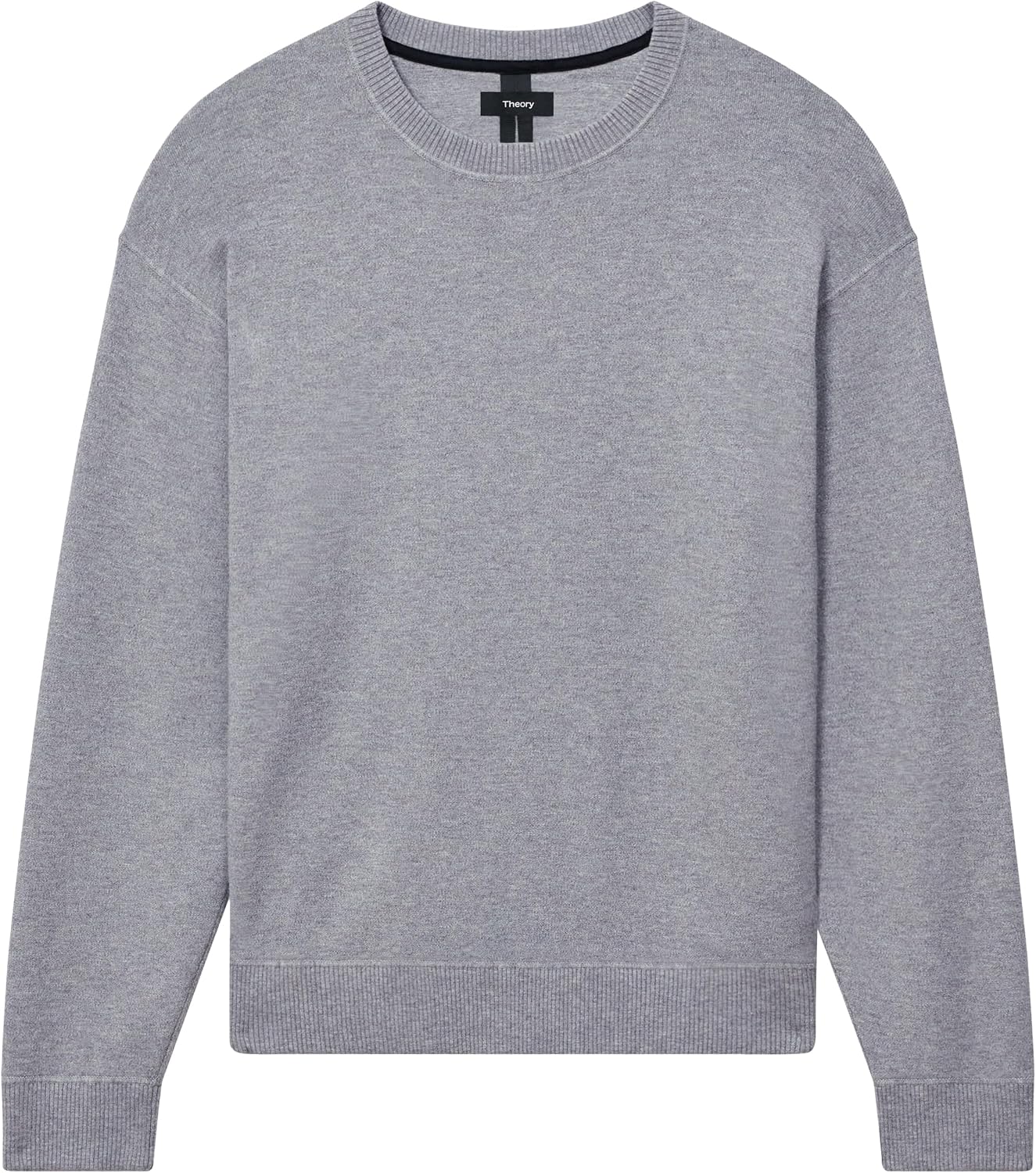 Theory Mens Relax Crewneck Long Sleeve in Light Bilen Melange Grey X-Small