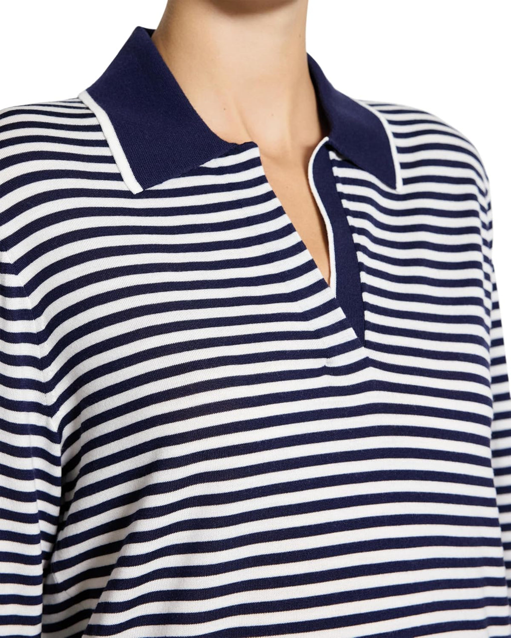 Theory Women's Striped Long Sleeve Polo