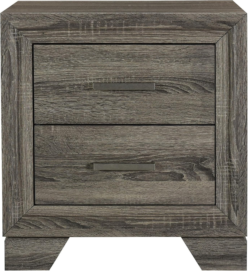 Coaster Home Furnishings Wright Transitional 4-Piece Bedroom Set Fabric Upholstered Queen Size Panel Bed Frame 52-inch Headboard Brown Oak 223341Q-S4