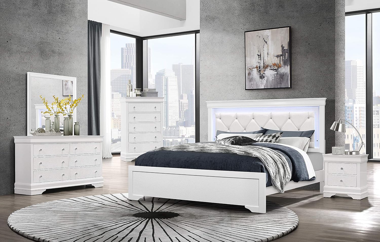 White Queen 5PC Bedroom Set
