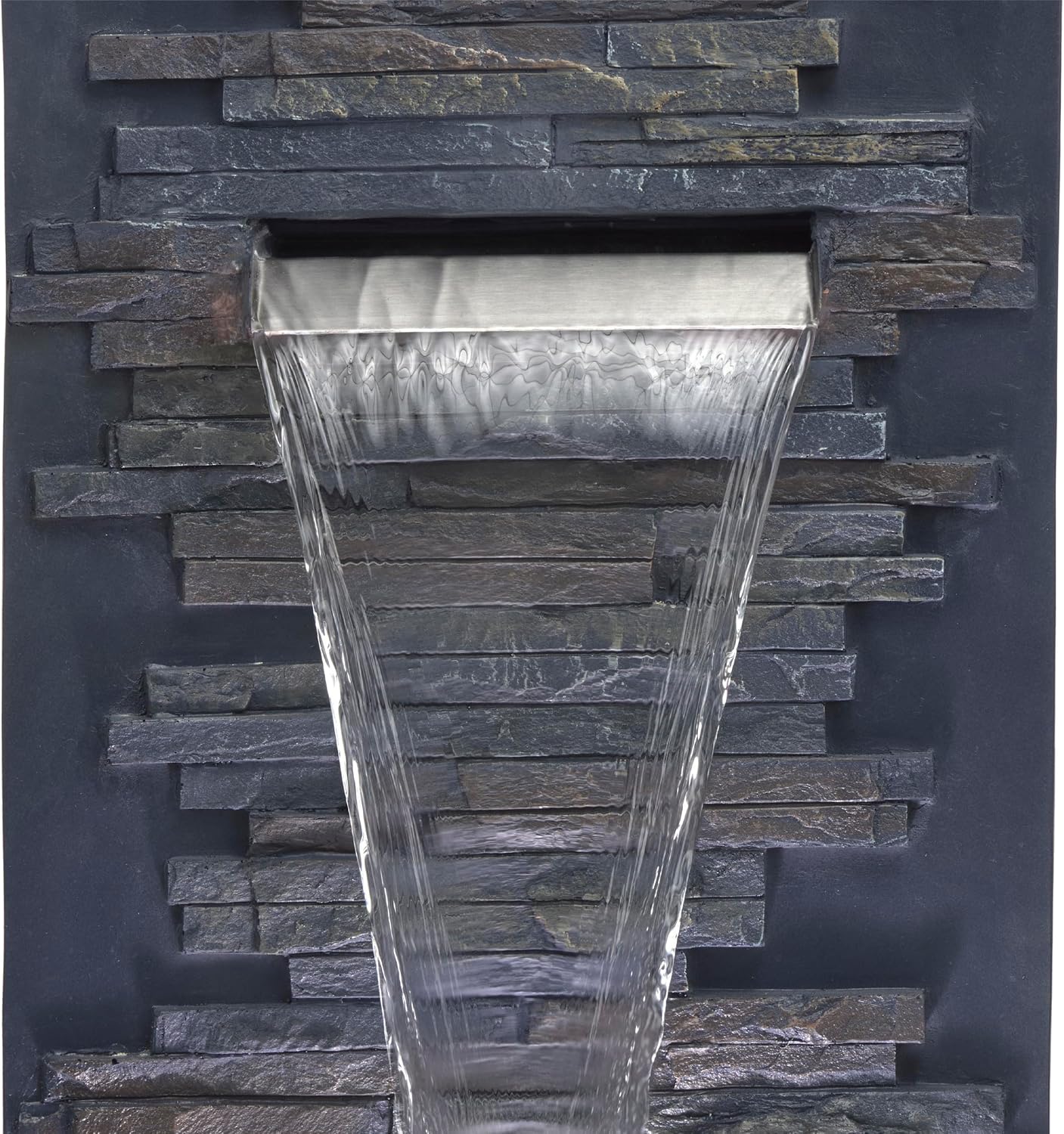 Alpine Corporation 32' Cascading Stone Wall Fountain with LED Lights – Outdoor Water Feature for Garden, Patio, Backyard & Home Decor, Gray