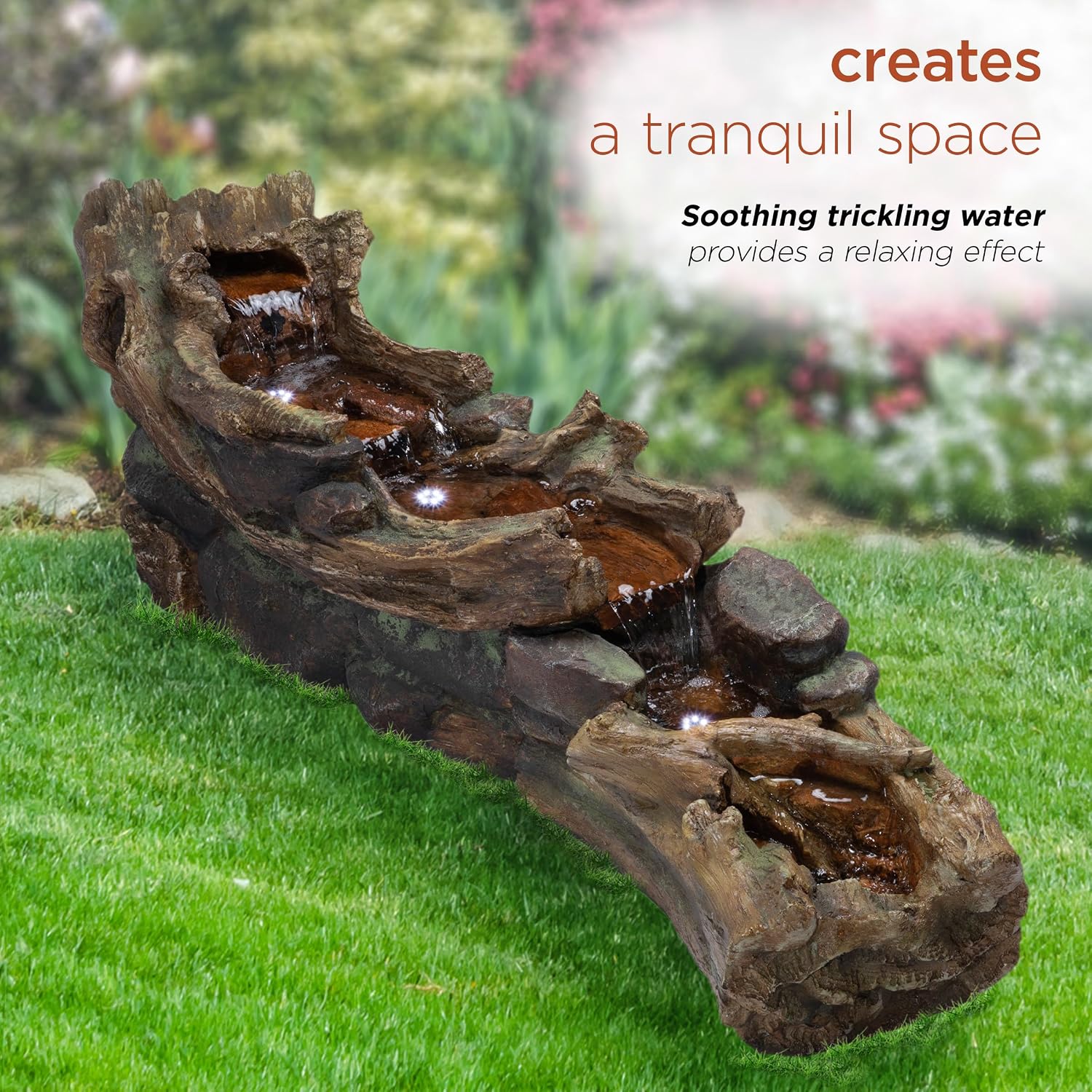 Alpine Corporation 59' Long Indoor/Outdoor River Rapids Fountain with LED Lights