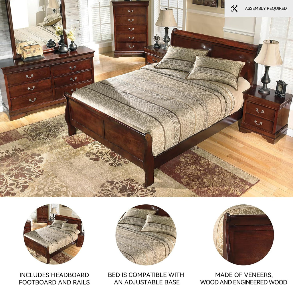 Signature Design by Ashley Alisdair Traditional King Sleigh Bed, Foundation or Box Spring Needed, Dark Brown