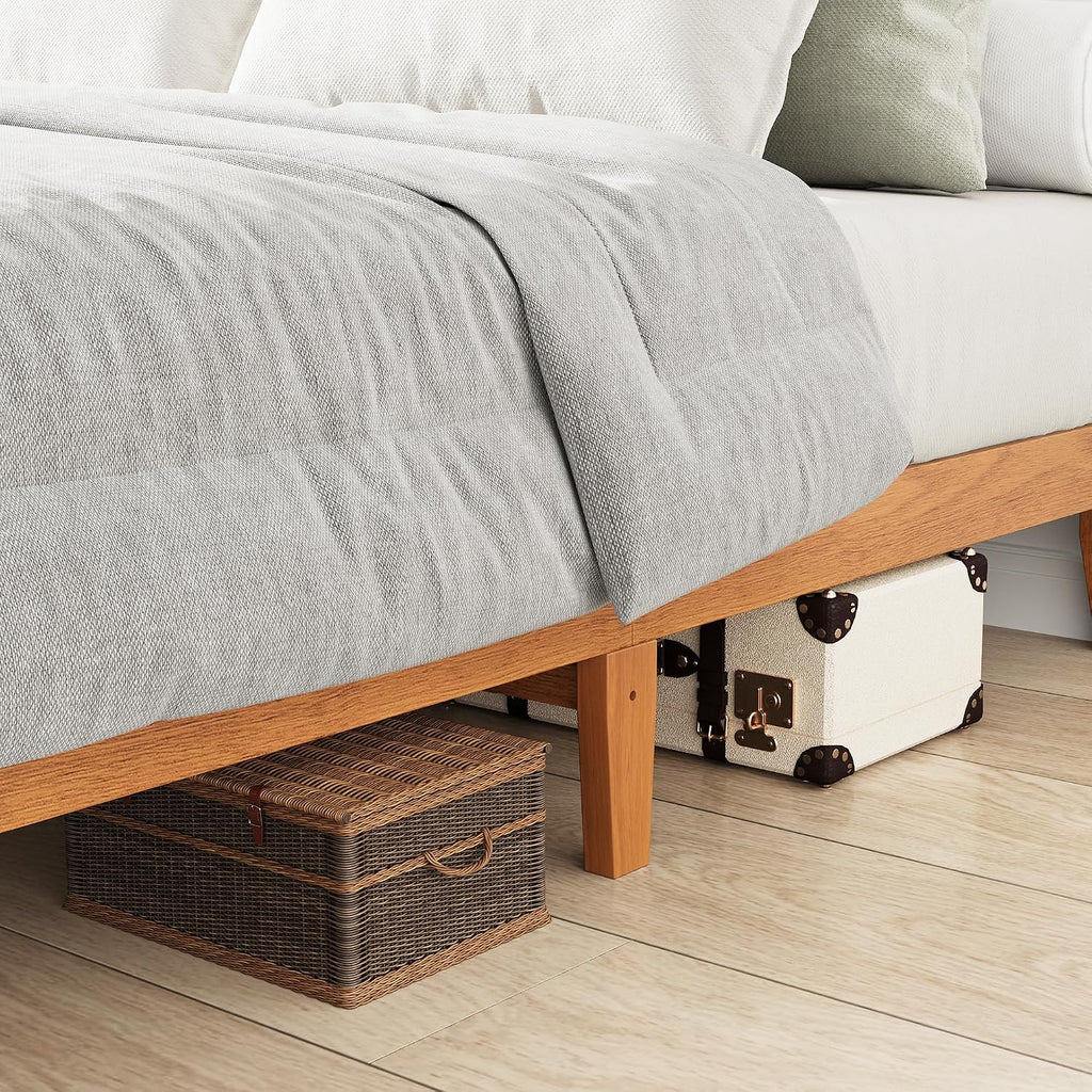 COLAMY 12 Inch Wood Platform Bed Frame，Sturdy Full Size Bed Frame with Wood Slat Support, No Box Spring Needed, Easy Assembly, Rustic Pine