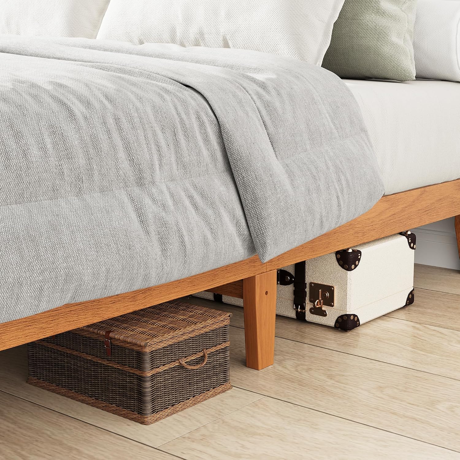COLAMY 12 Inch Wood Platform Bed Frame，Sturdy Full Size Bed Frame with Wood Slat Support, No Box Spring Needed, Easy Assembly, Rustic Pine