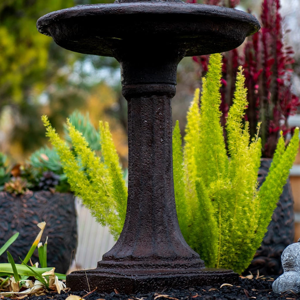XBrand 28' Tiered Freestanding Classic Bird Bath Outdoor Water Fountain with Auto Shut-Off Pump, Brown