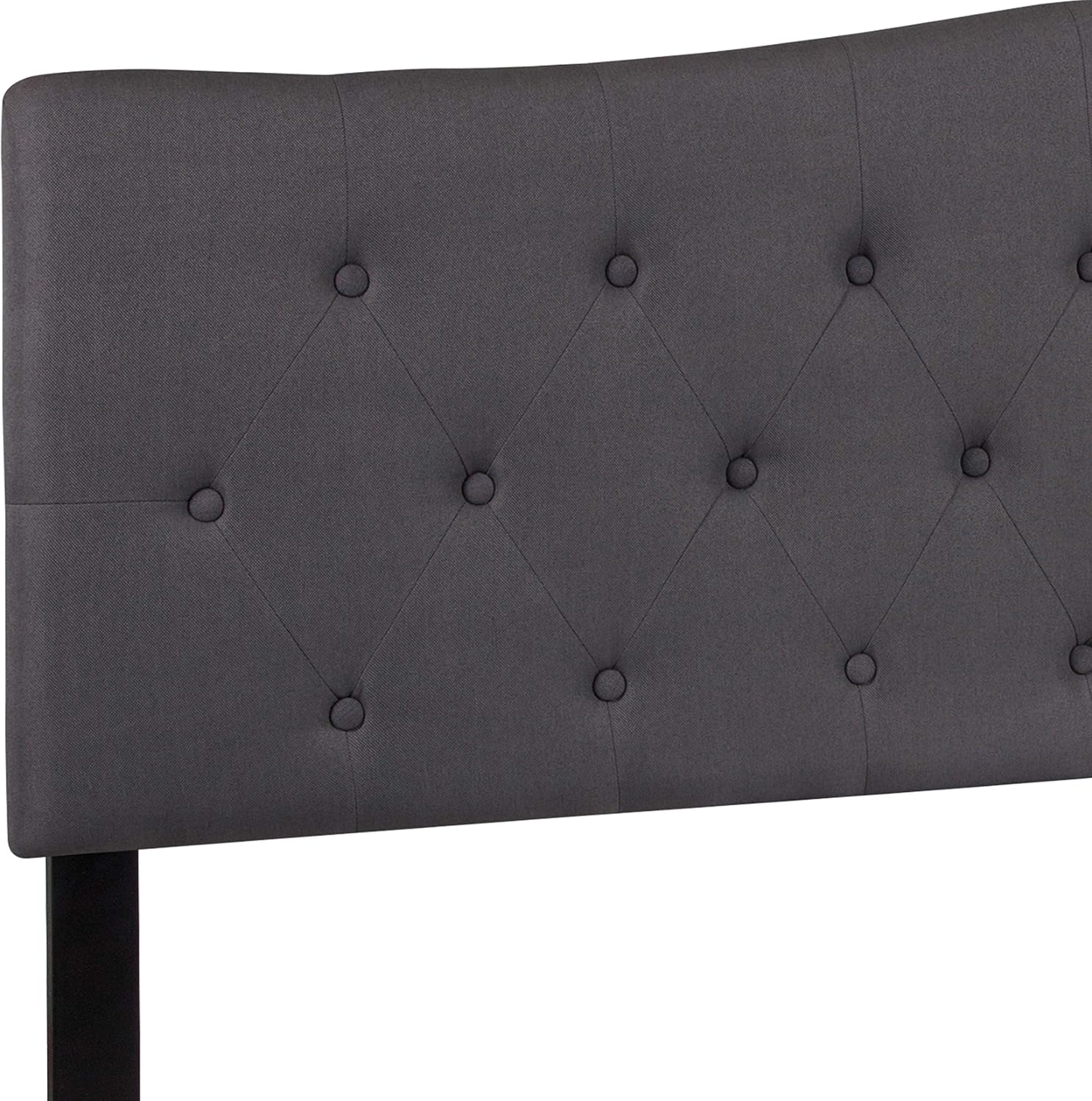 EMMA + OLIVER Tufted Upholstered King Size Headboard in Dark Gray Fabric